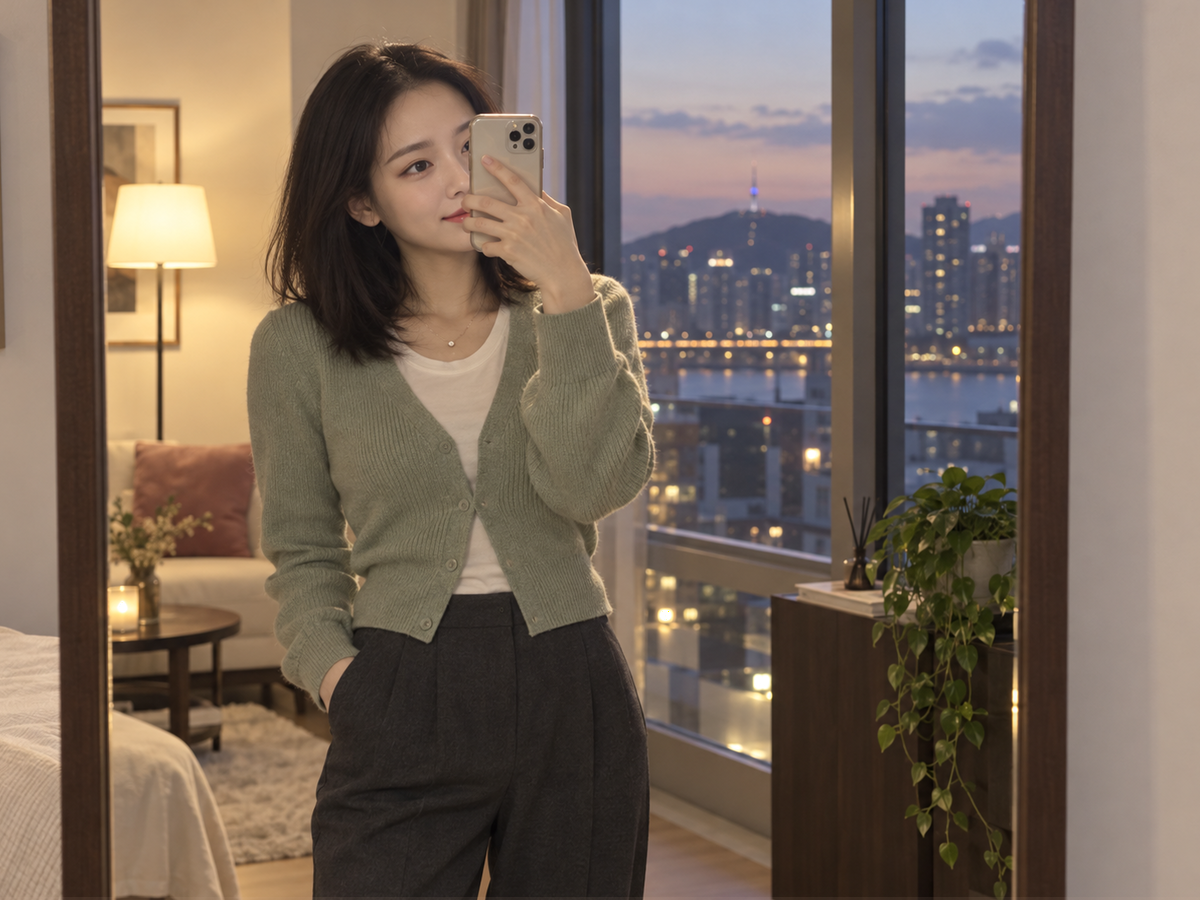 경기도 용인시 수지구 수지 이동과 방문 일정을 안내하는 젊은 성인 한국 여성 관리사